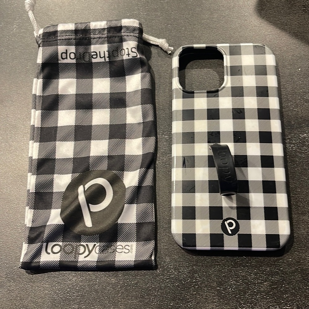 Black&White gingham Loopy iPhone 12 Pro Max case